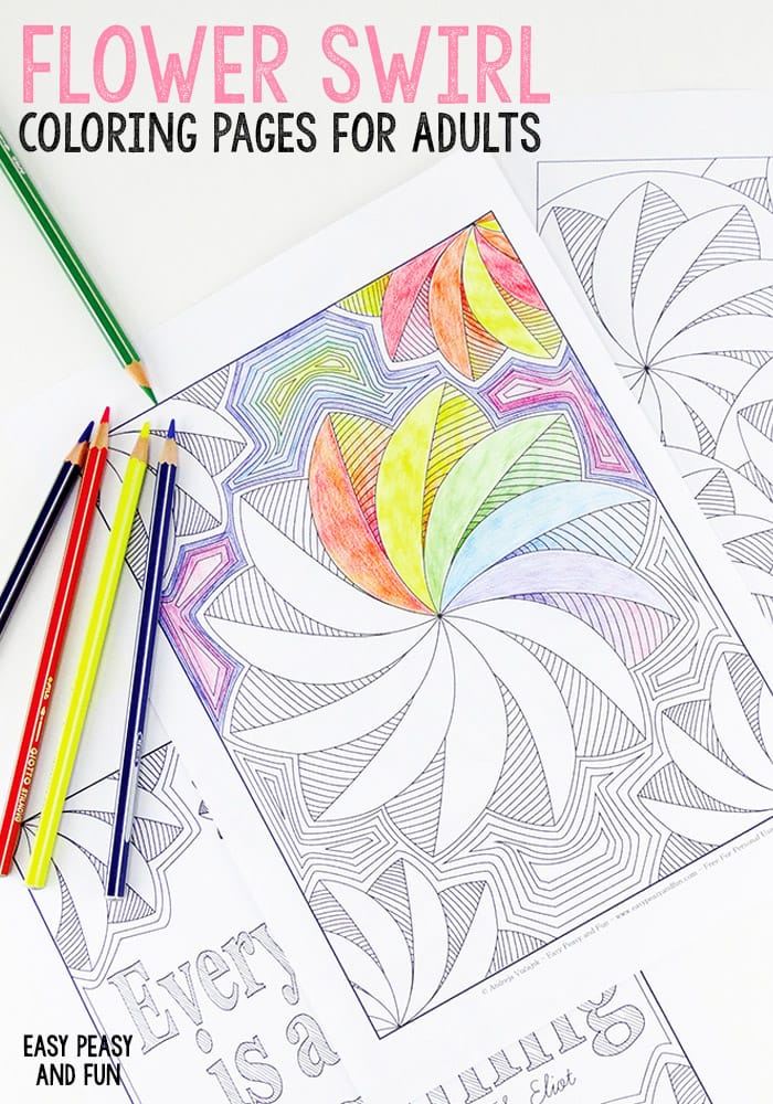 Flower swirl coloring pages for adults