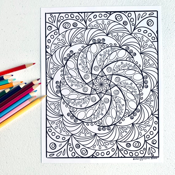 Swirl digital download printable coloring page downloadable pdf pdf coloring page