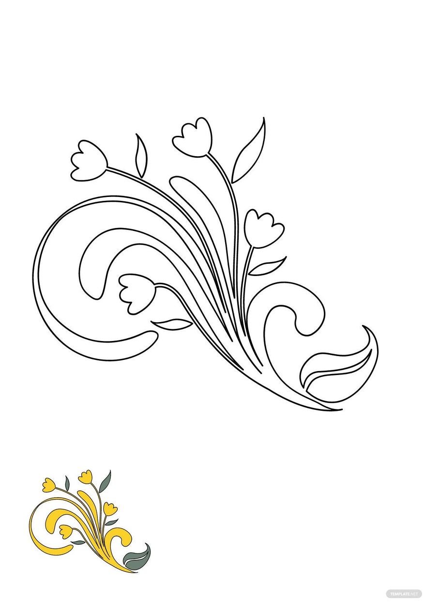 Free floral swirl coloring page
