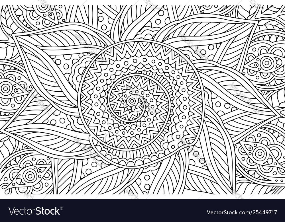 Coloring book page with linear pattern spiral vector image