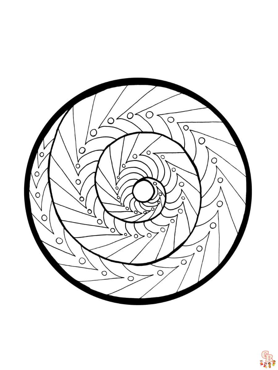 Printable spiral coloring pages free for kids and adults