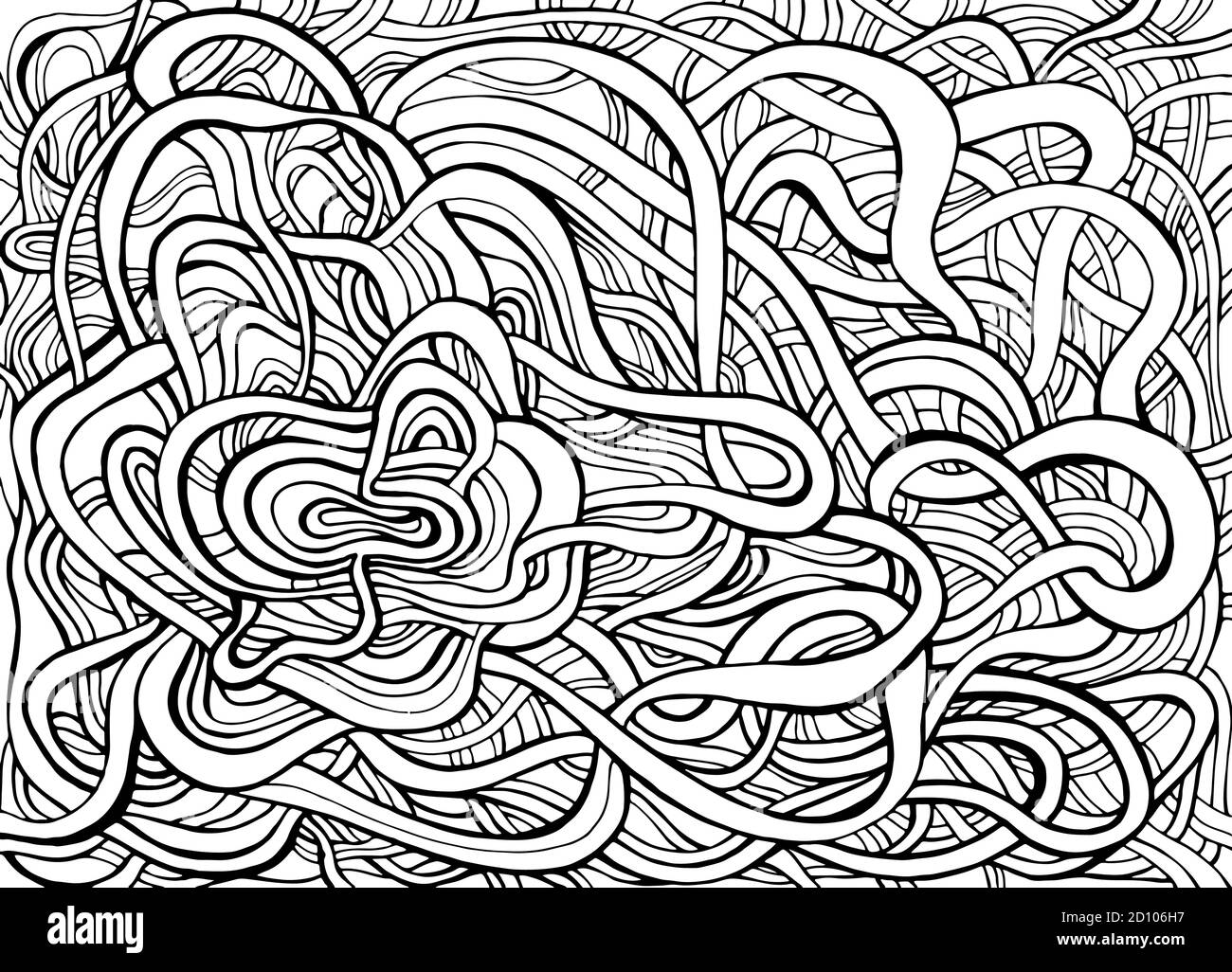 Black and white intricate abstract swirl doodle line art coloring page stock vector image art