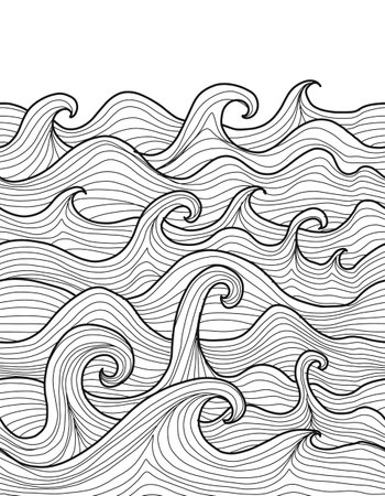 Wave coloring page stock vector illustration and royalty free wave coloring page clipart