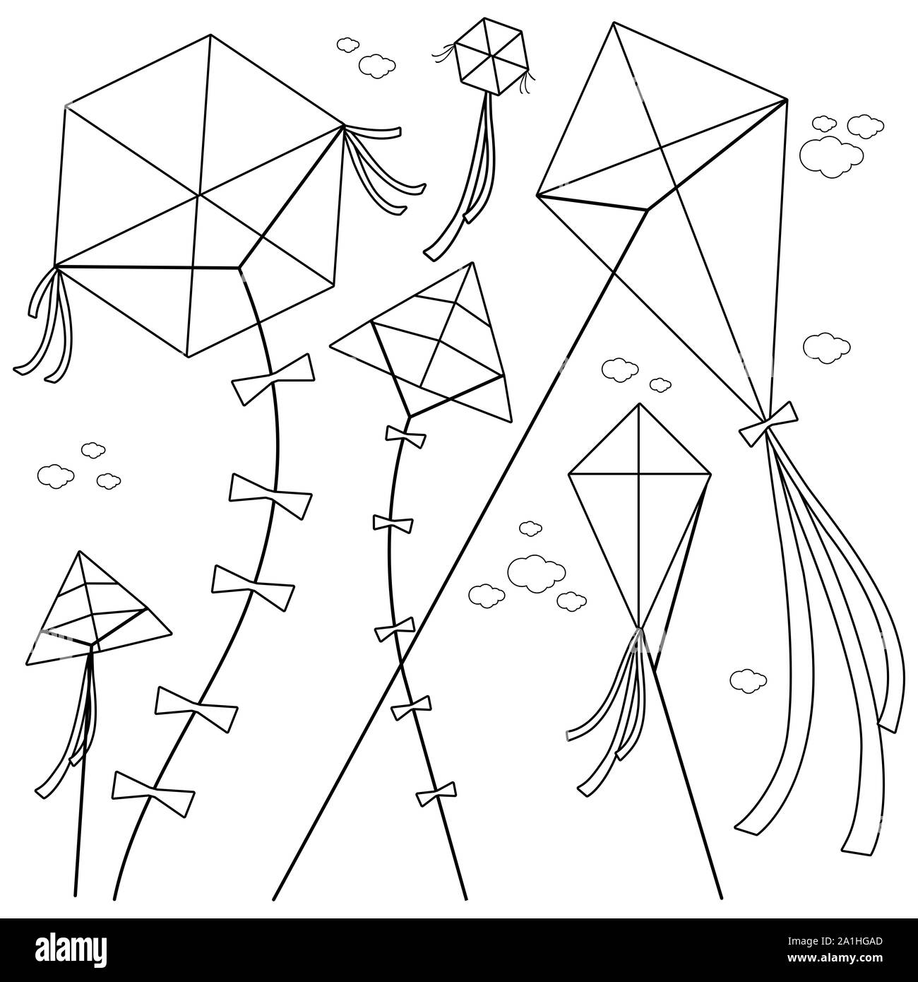Coloring book illustration of wind black and white stock photos images