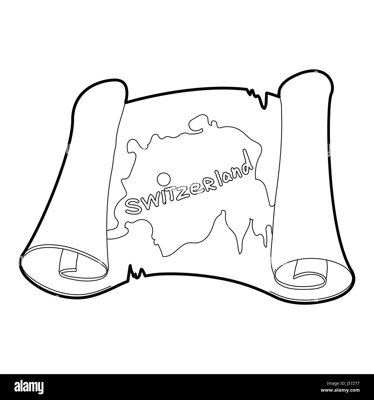 Switzerland map icon outline style stock vector image art
