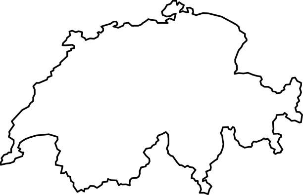 Switzerland map of black contour curves of vector illustration stock illustration