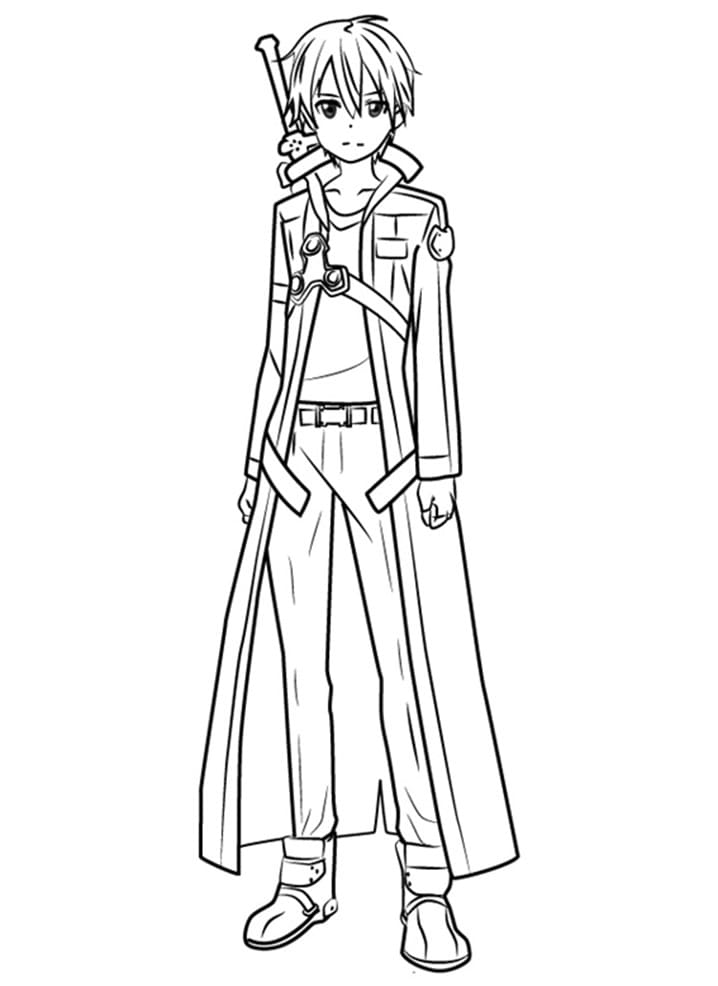 Kirito from anime sword art online coloring page