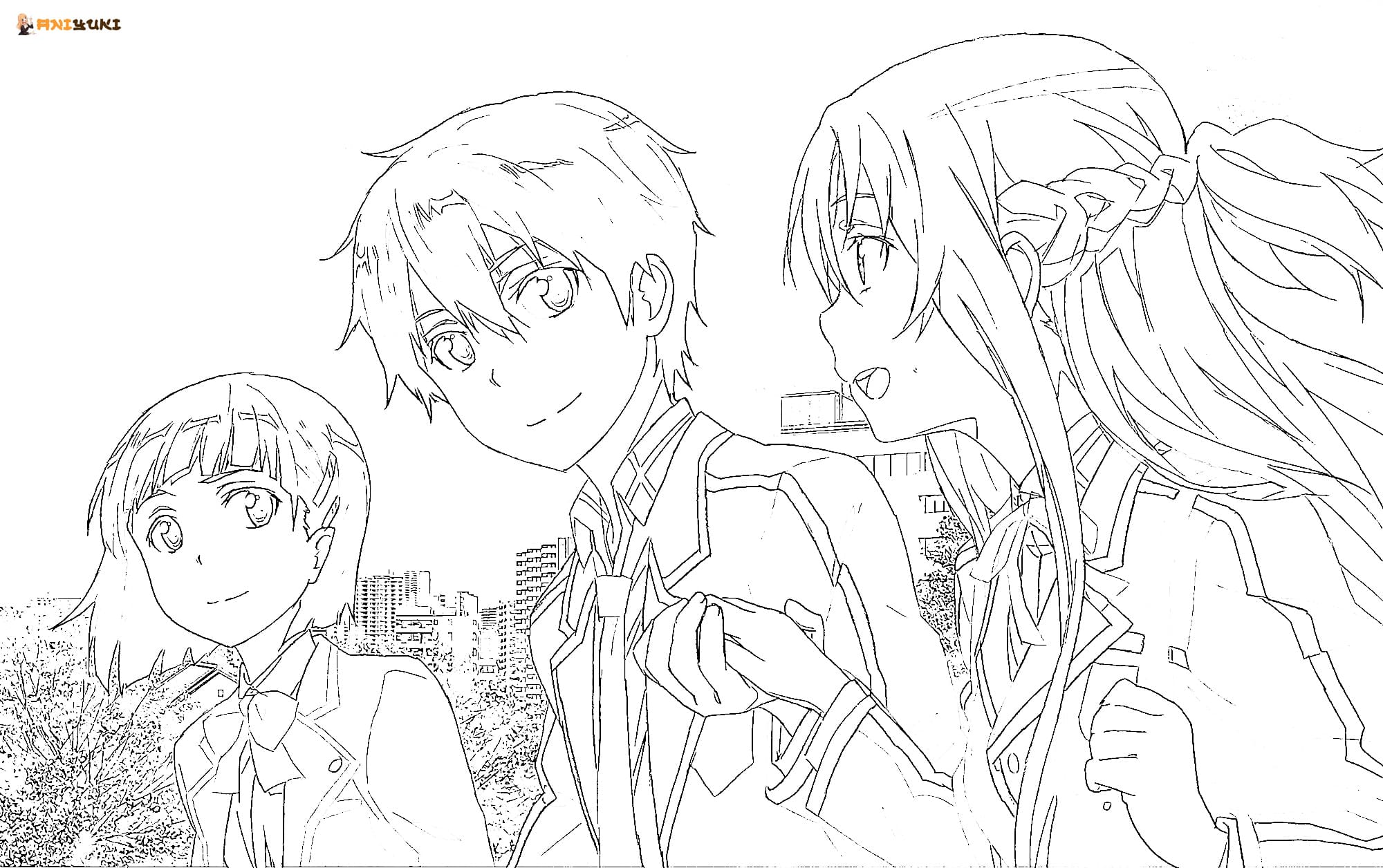 Kirito and asuna coloring pages