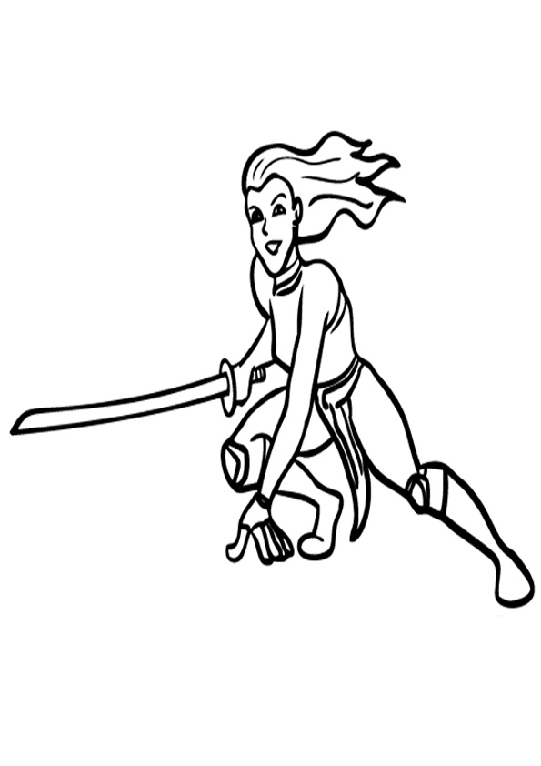 Coloring pages ninja with sword coloring page