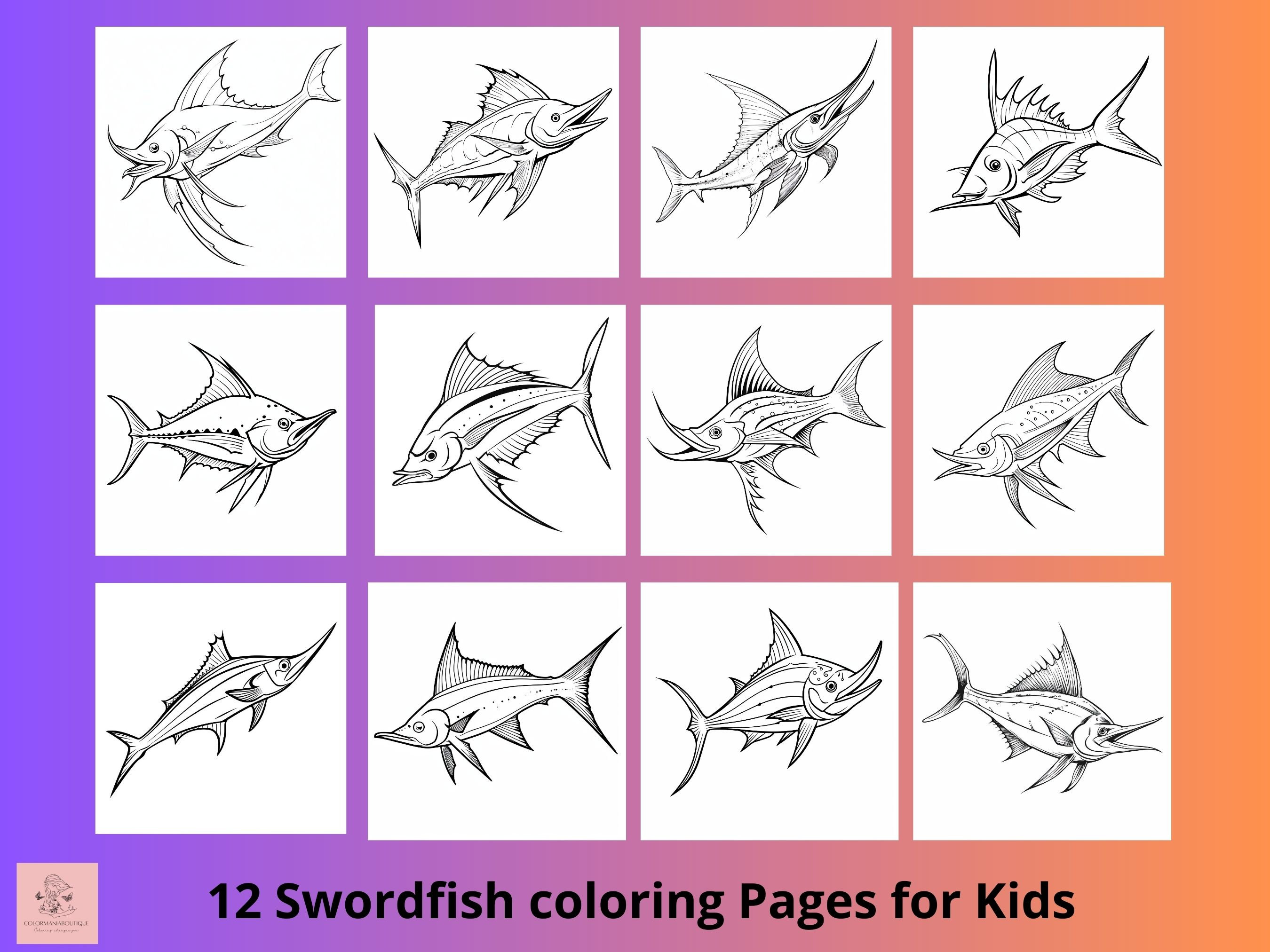 Swordfish printable coloring sheet for kids sea animals