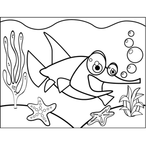 Excited swordfish coloring page