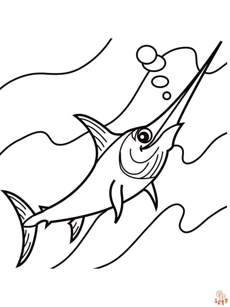 Discover the fun of swordfish coloring pages