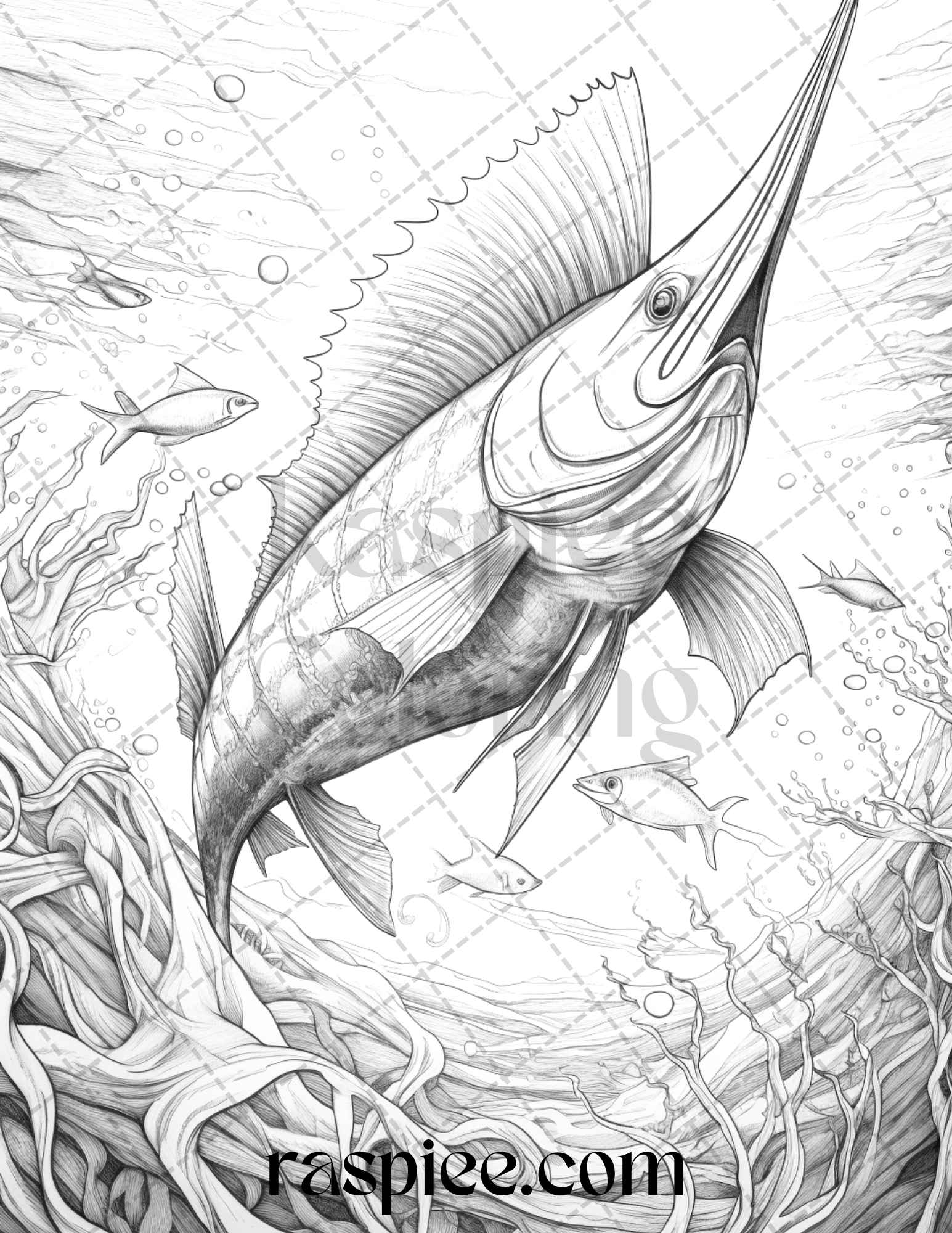 Ocean life grayscale coloring pages printable for adults relaxation an â coloring