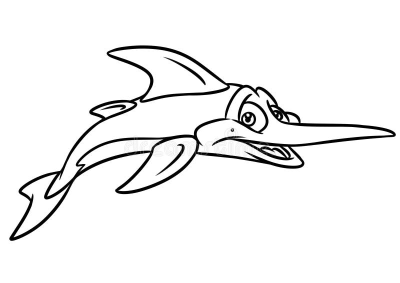 Swordfish coloring page cartoon illustrations stock illustration