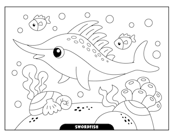 Premium vector swordfish coloring pages for kids