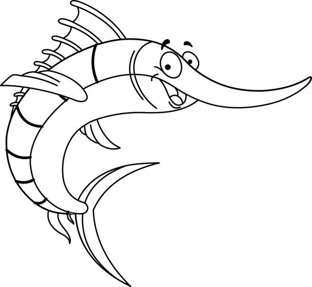 Outlined swordfish stock illustration