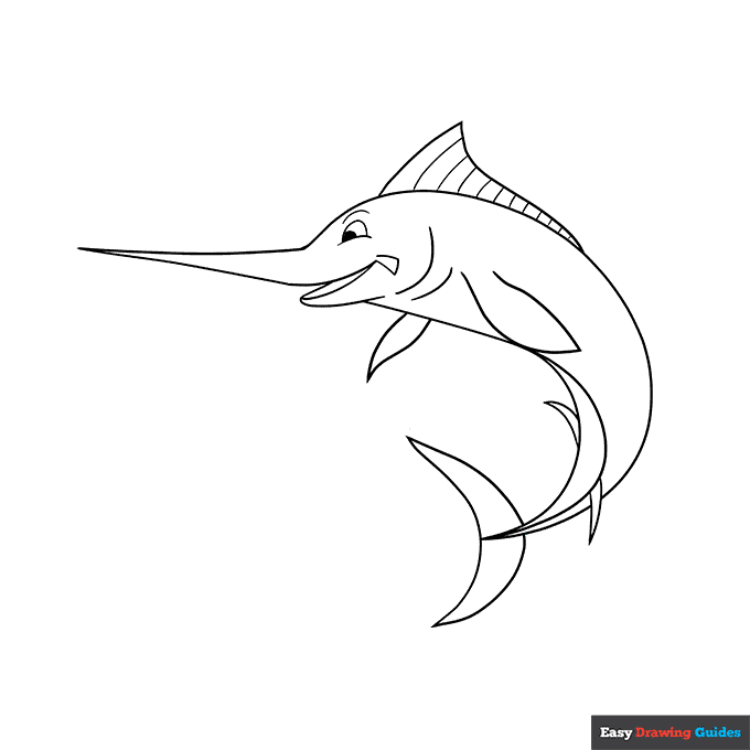 Swordfish coloring page easy drawing guides