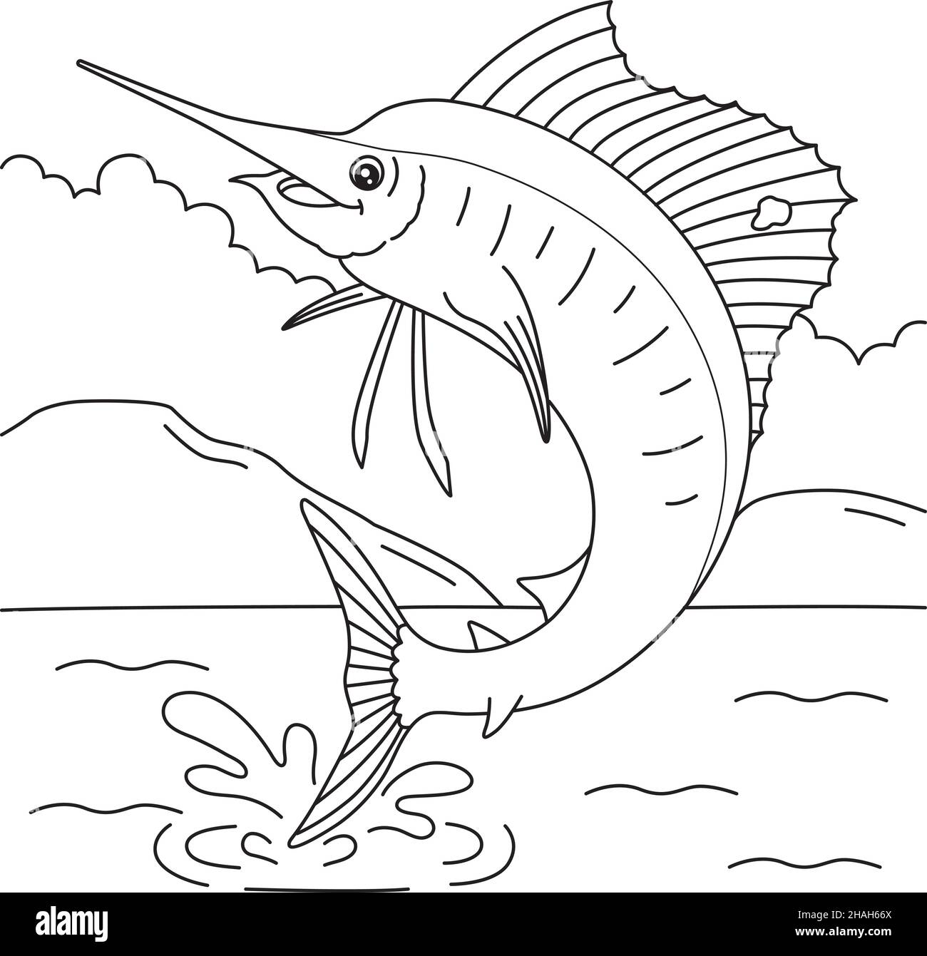 Sailfish coloring page for kids stock vector image art