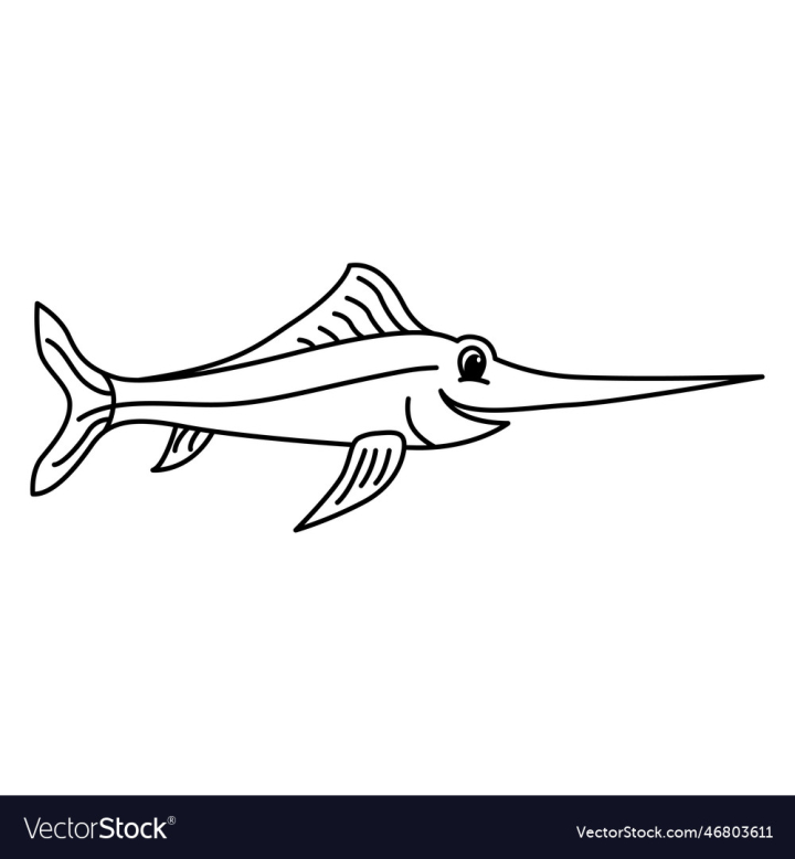Free marlin fish cartoon coloring page for