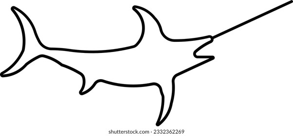 Swordfish fish sword marlin animal outline stock vector royalty free