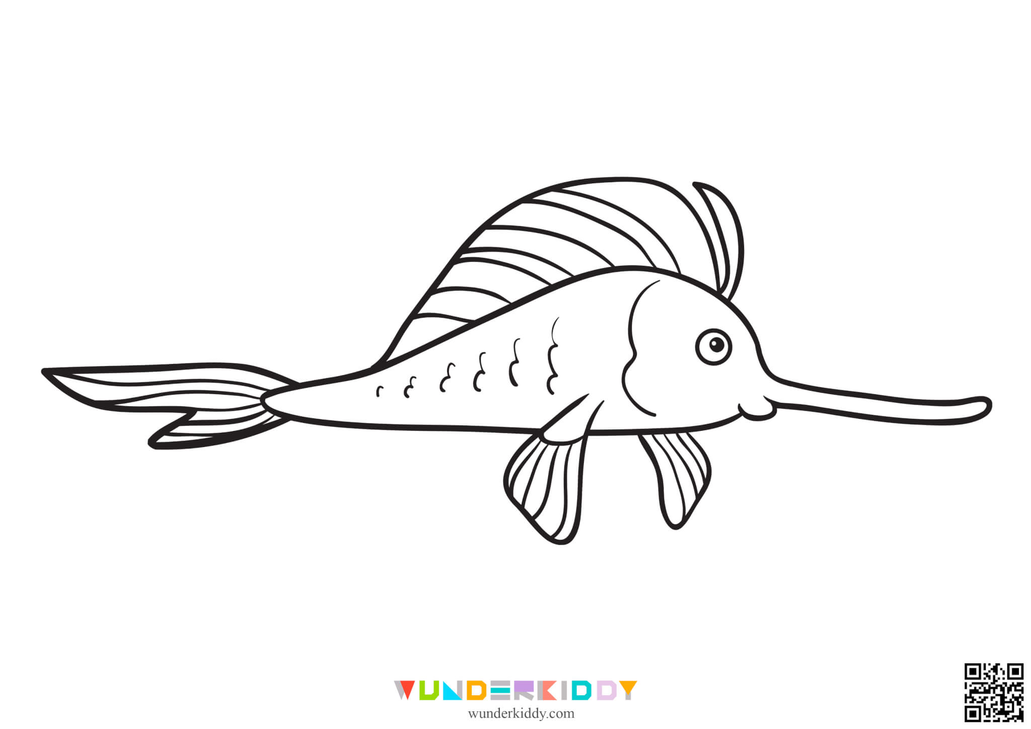 Printable fish template and coloring pages for kids