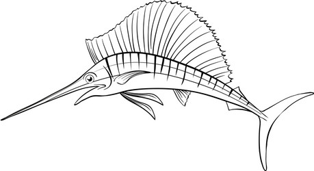 Swordfish outline vector images over