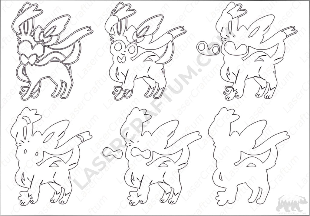 Sylveon pokemon layered design for cutting