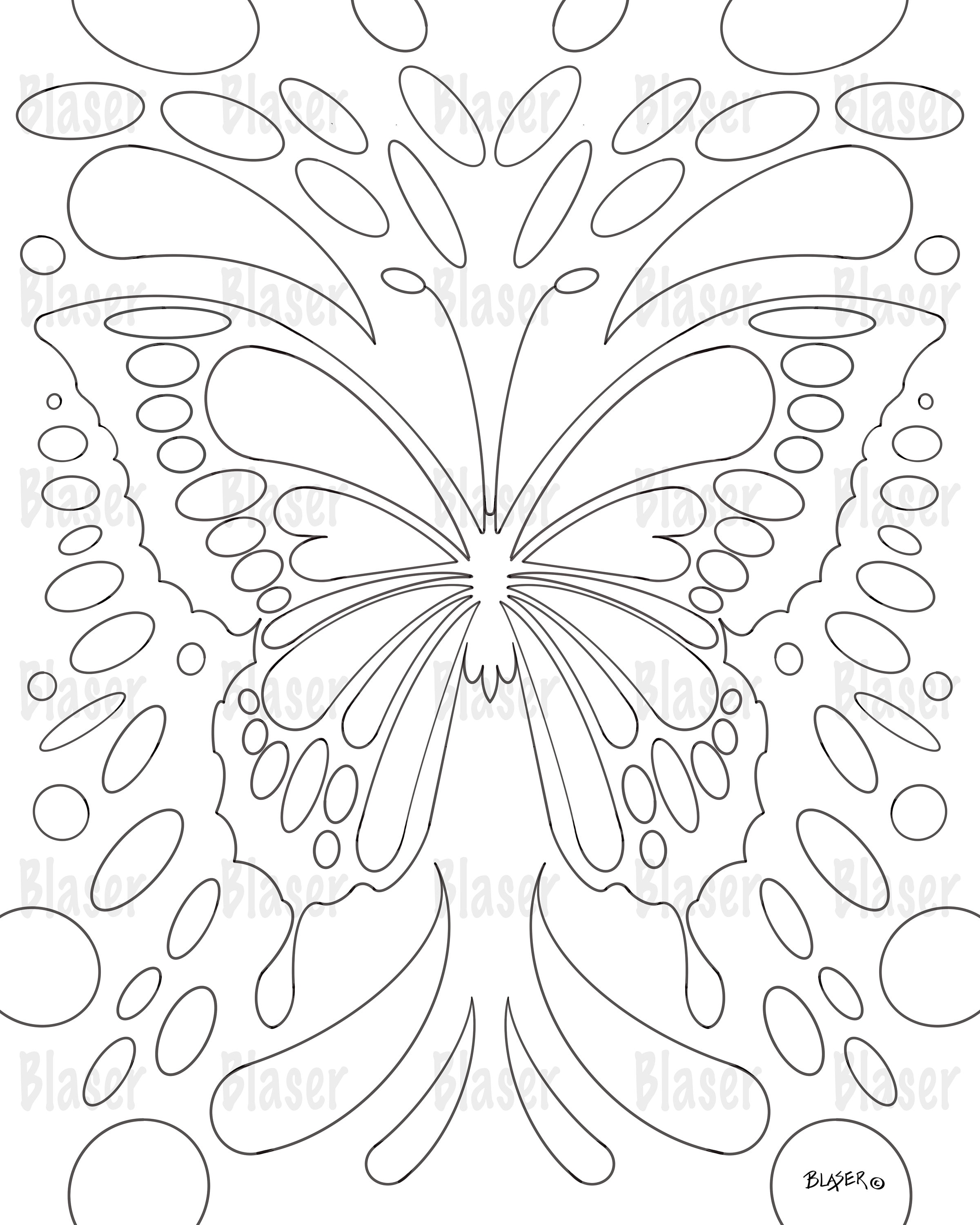 Coloring page butterfly printable symmetrical coloring digital download adults kids insect