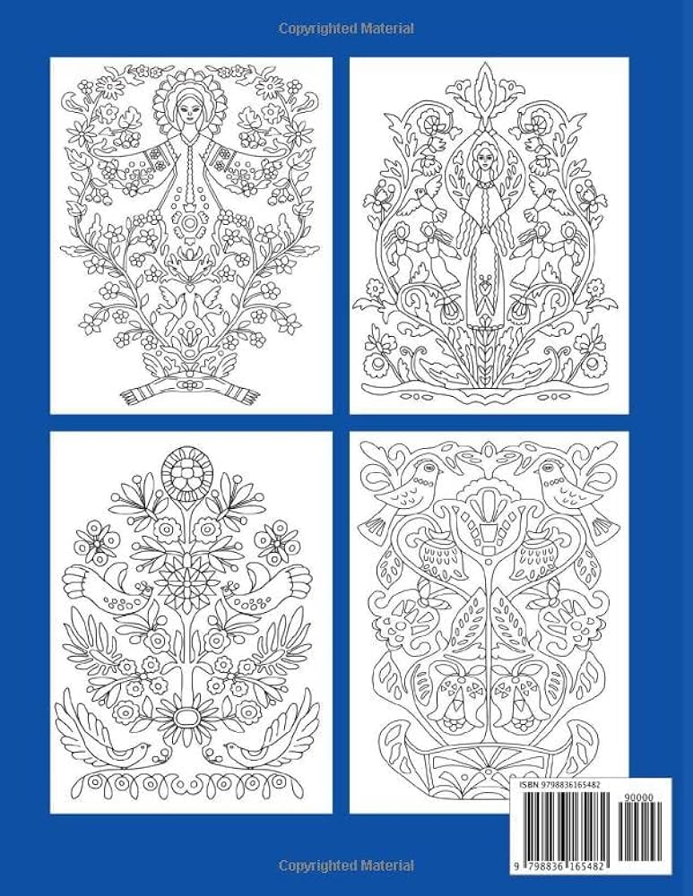 Rainian symmetrical folk patterns loring book loring pages with featuring folk inspired pattern designs for stress relieving relaxing art activities for adults in large format x g studio carol