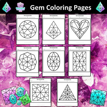 Symmetrical gem coloring pages by succulent teaching llc tpt