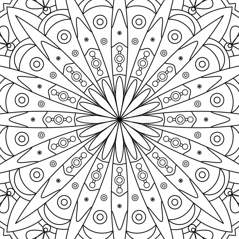 Floral symmetrical coloring antistress ethnic drawing mandala stock illustration