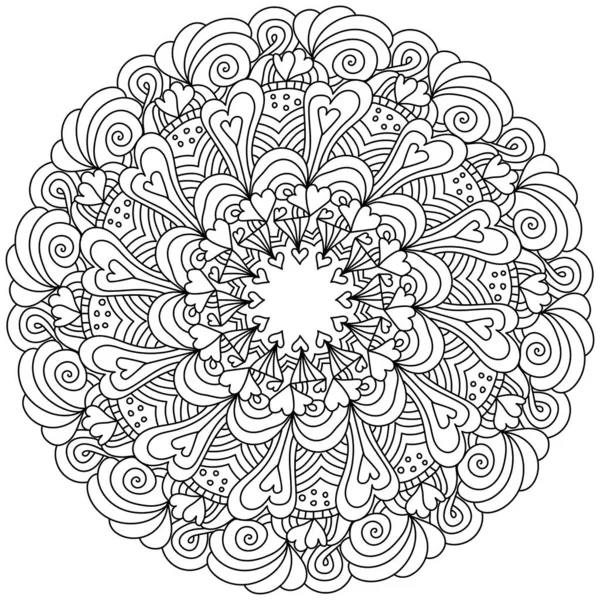 Zen coloring page form symmetrical mandala stripes hearts valentines day stock vector by sunnycoloring