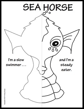 Sea creatures symmetry activity coloring pages by mary straw tpt