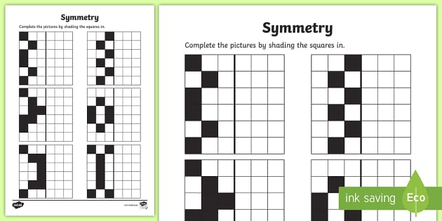 Symmetry colouring activity worksheet