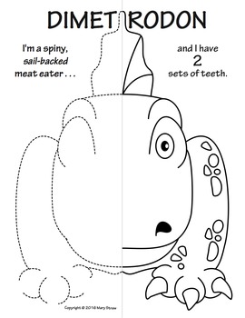 Prehistoric animals symmetry activity coloring pages by mary straw