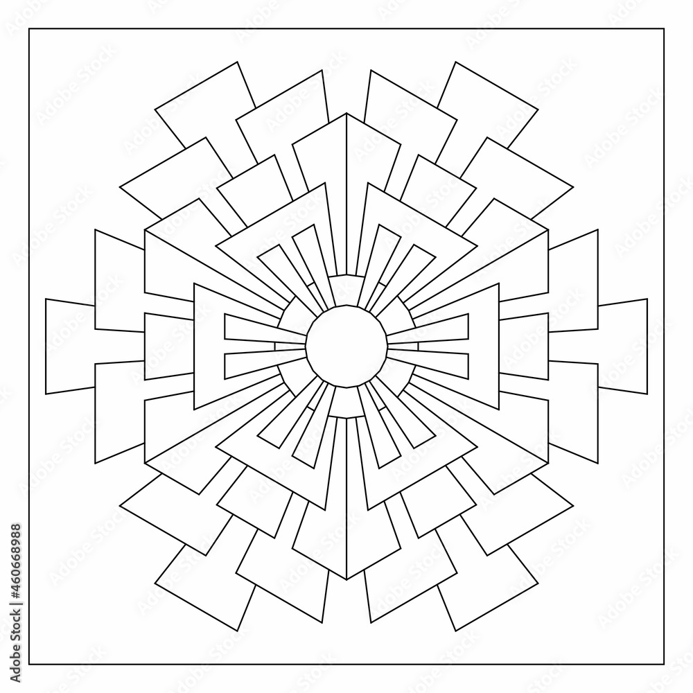 Simple mandala designs to color easy coloring pages for seniors floral drawing from fold rotational symmetry of various shapes in hexagonal form tile pattern in eps file vector