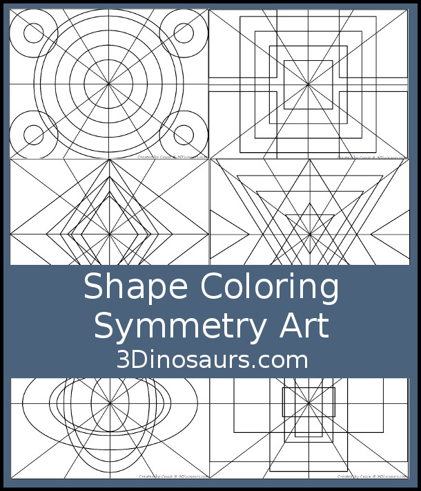 Math art shape coloring symmetry art dinosaurs