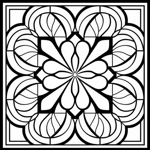 Premium ai image intricate symmetry exploring geometric patterns in black and white coloring pages