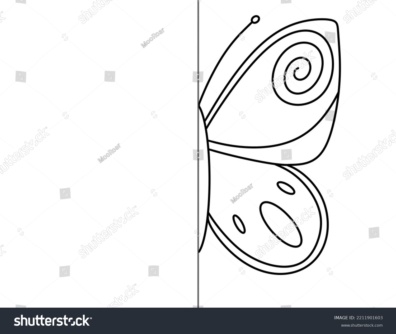 Symmetry worksheet beatiful butterfly coloring page stock illustration