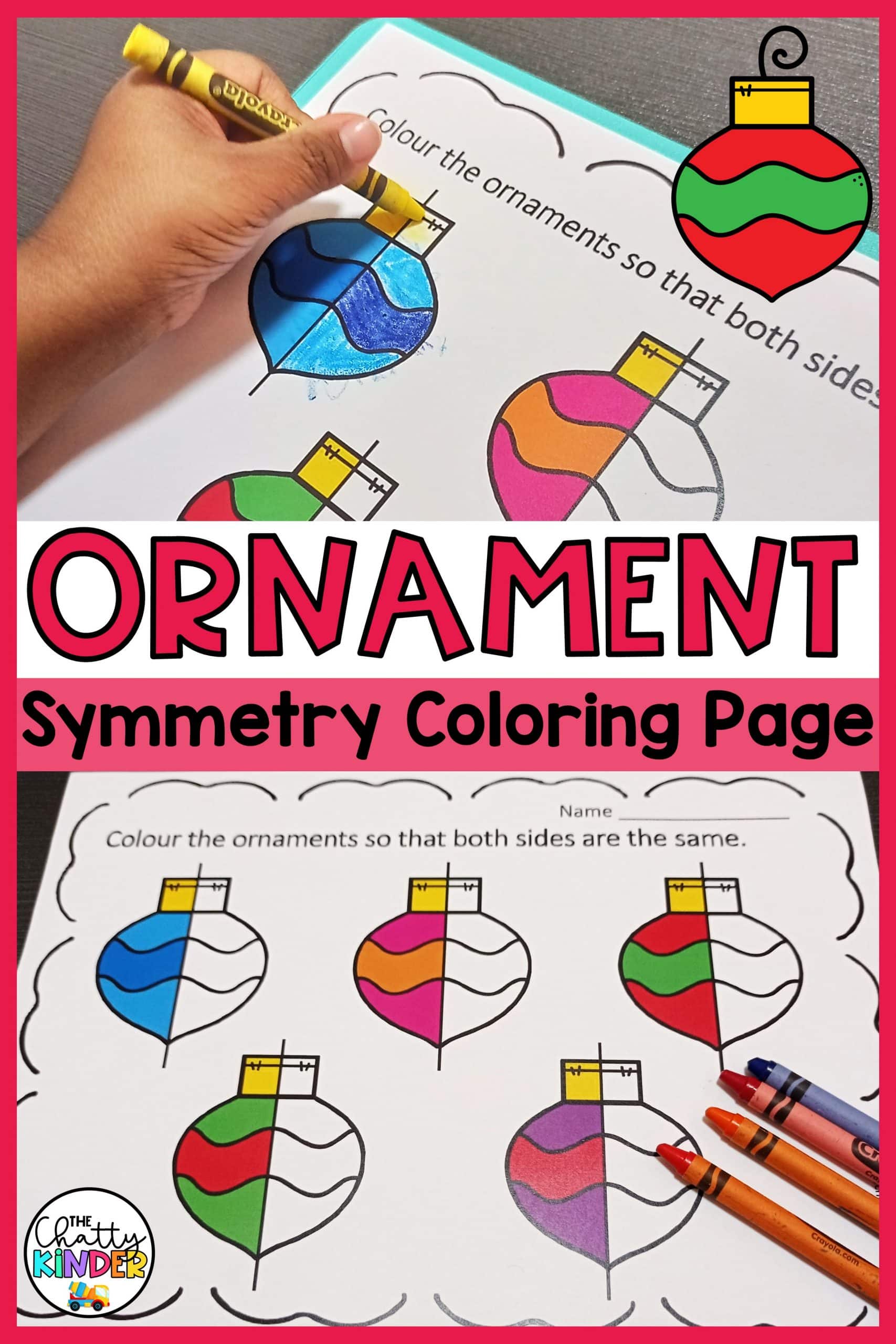 Ornament symmetry coloring page activity