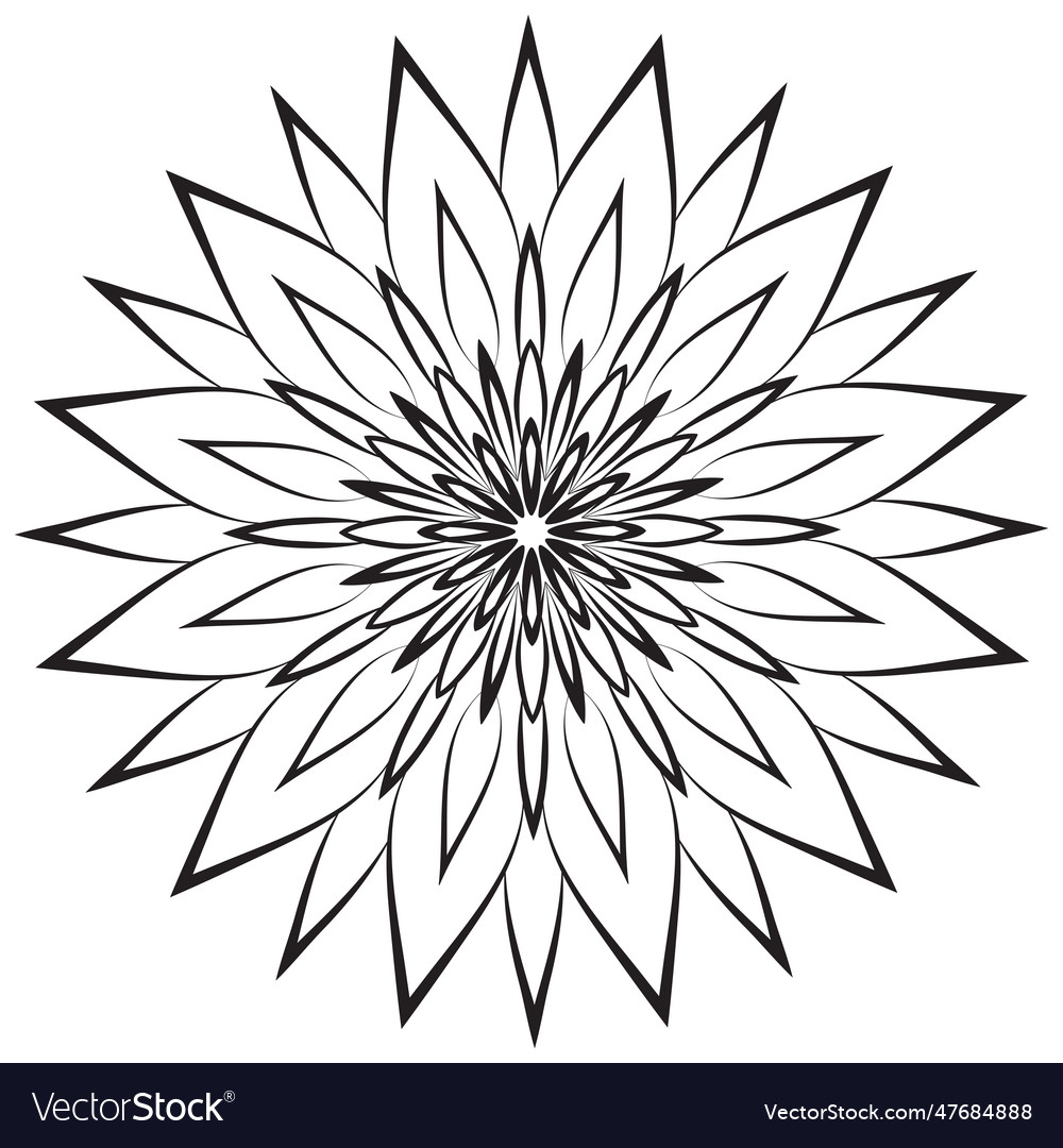 Flower mandala coloring page simple symmetric vector image