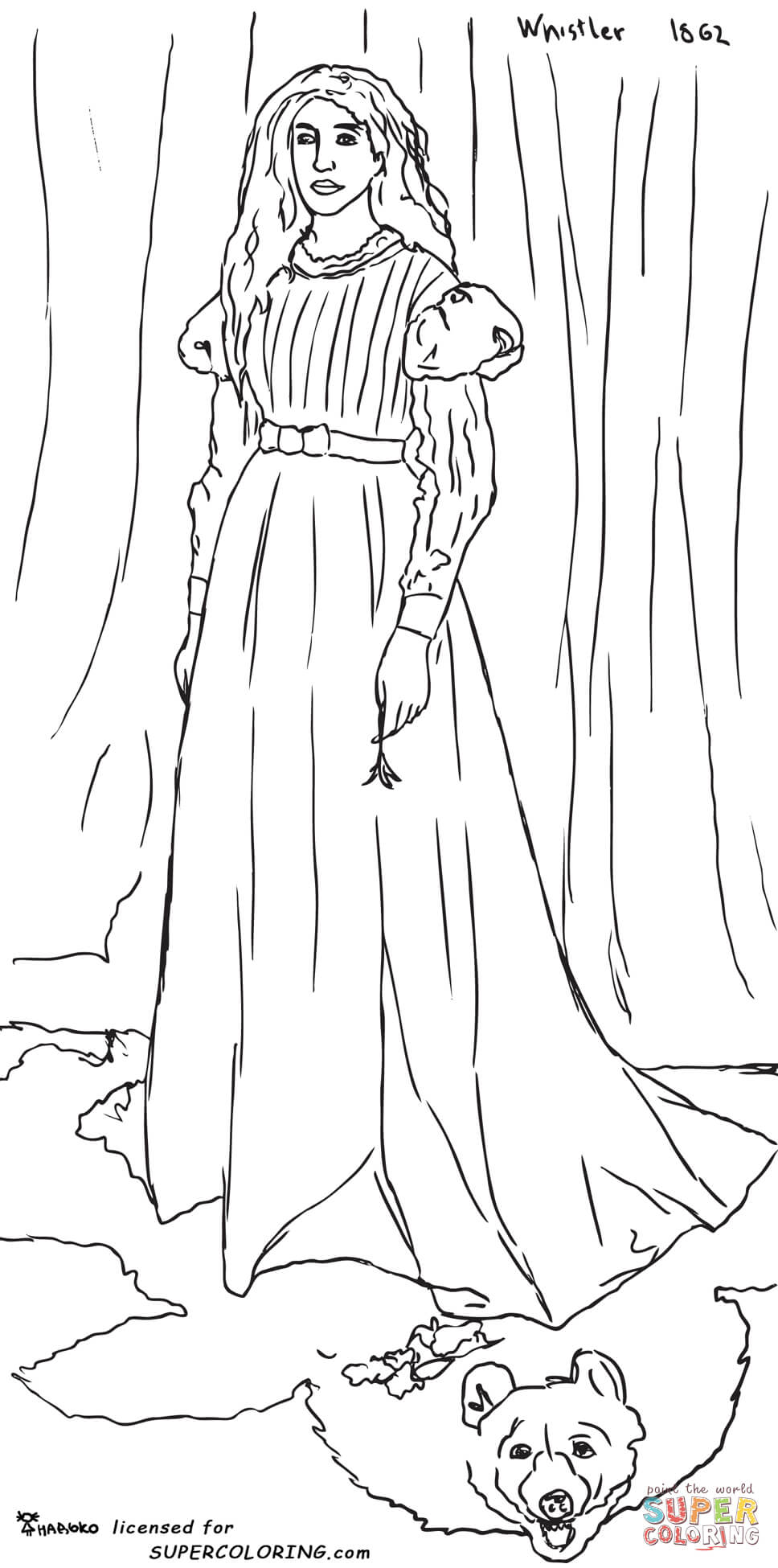 Symphony in white no the white girl by james abbott mcneill whistler coloring page free printable coloring pages
