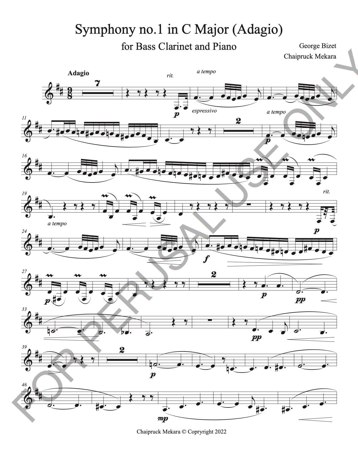 Bass clarinet and piano bizets symphony no in c major ii adagio
