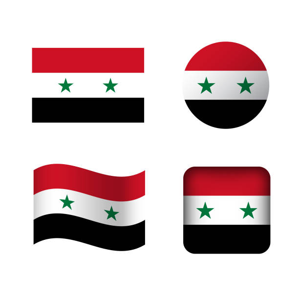 Round flag of syria with color pattern stock photos pictures royalty