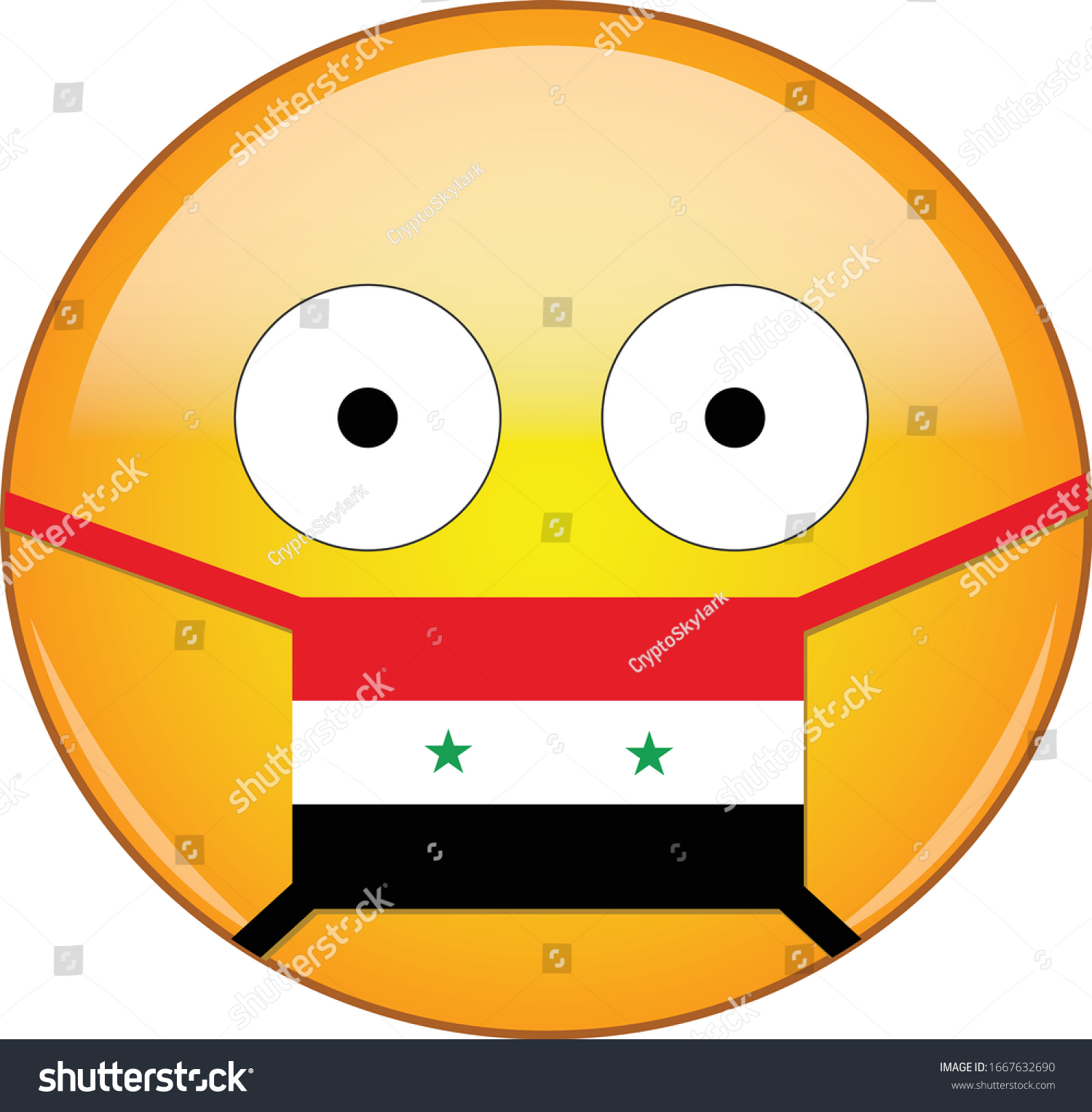 Yellow scared emoji syrian medical mask stock vector royalty free