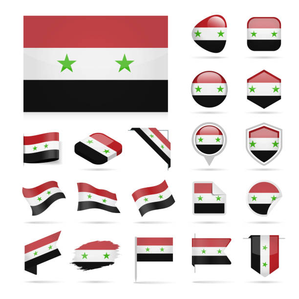 Cartoon of the syria flag stock illustrations royalty