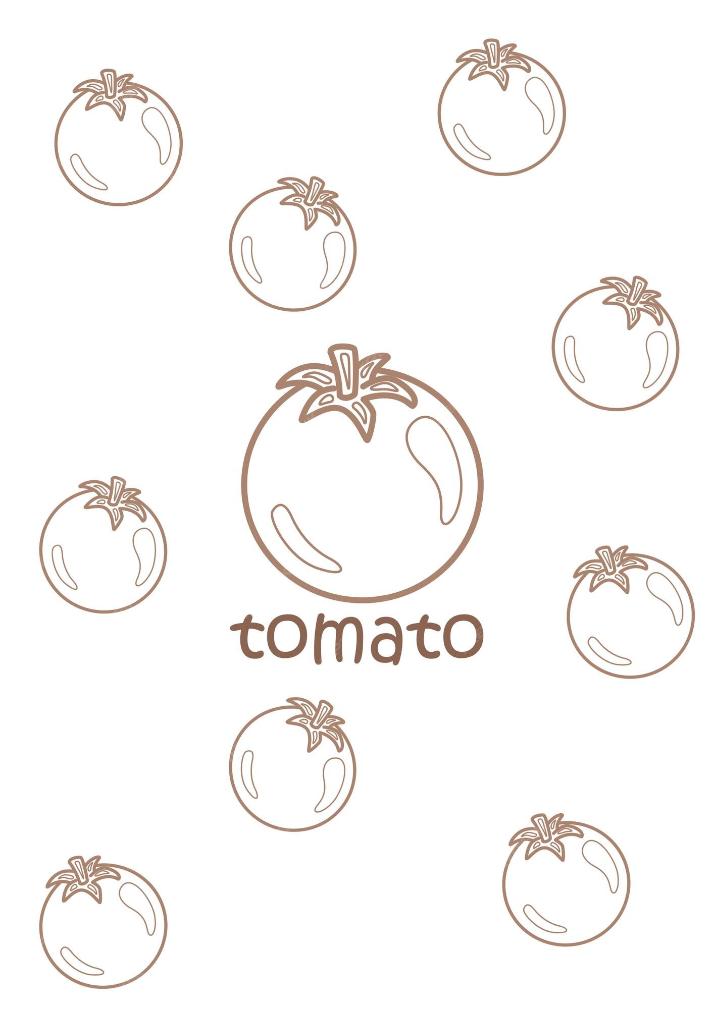 Premium vector alphabet t for tomato vocabulary school student lesson cartoon coloring pages for kids and adult