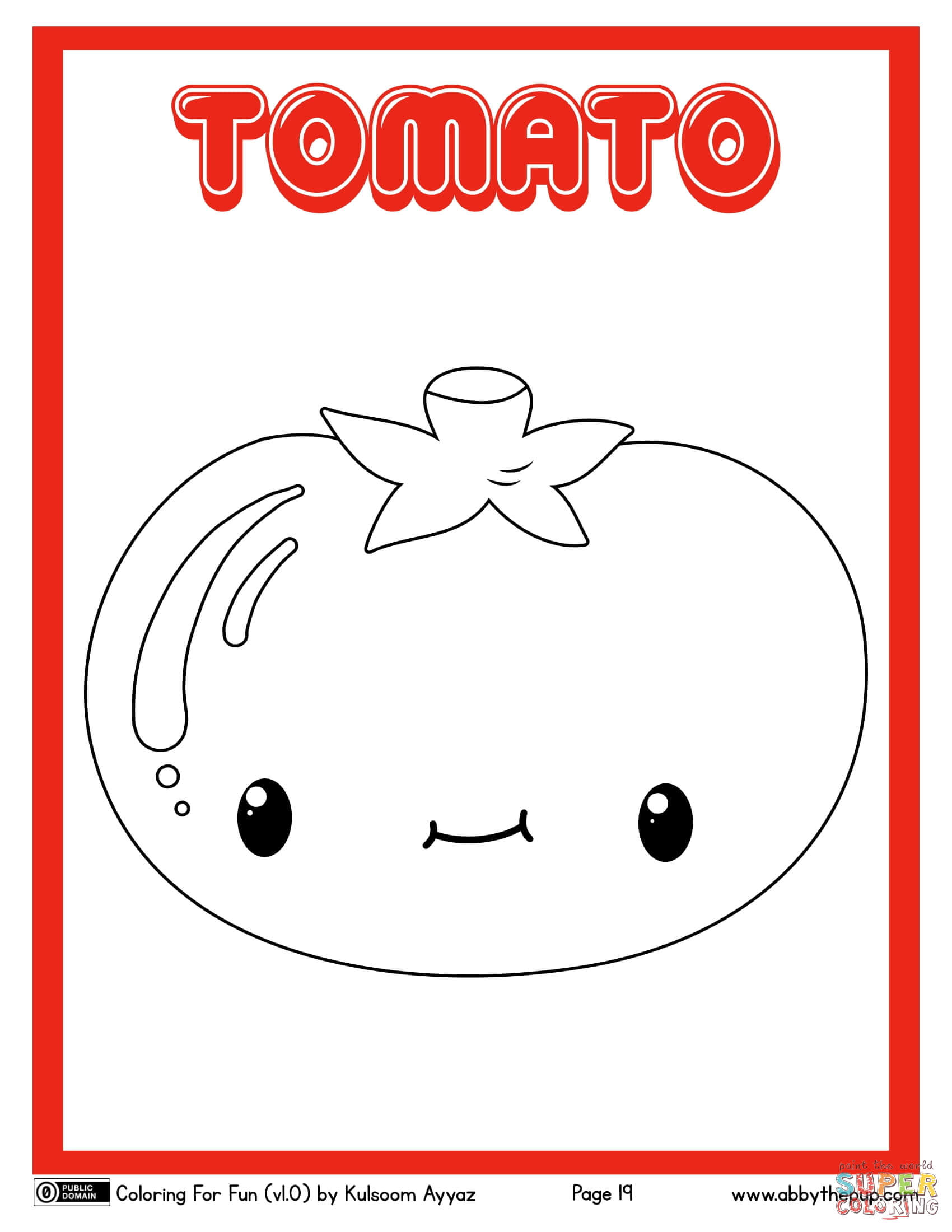 Cute tomato coloring page free printable coloring pages