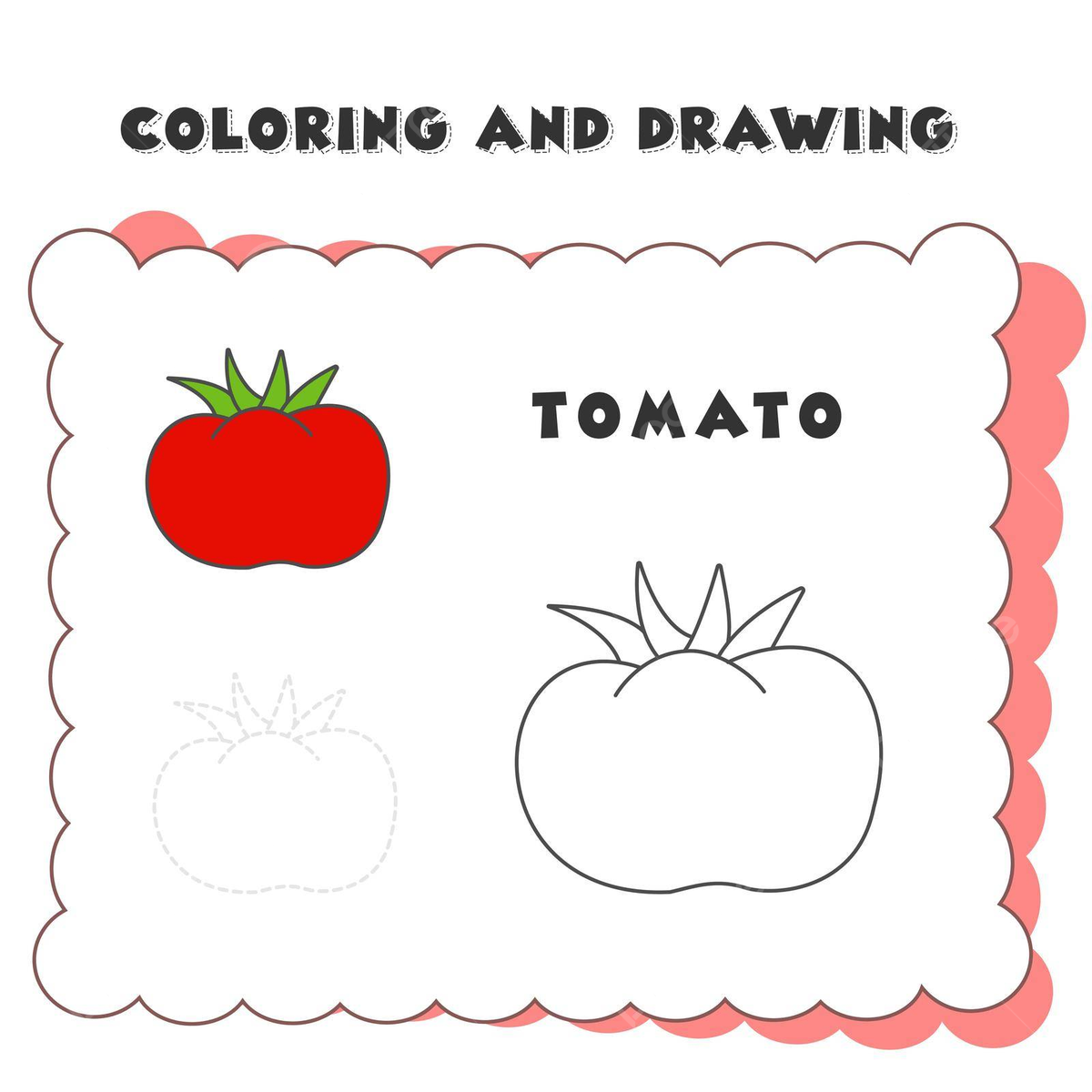 Tomato coloring page for kids with fruits and veggies vector egg drawing fruit drawing tomato drawing png and vector with transparent background for free download