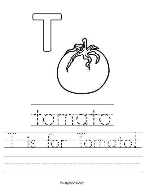 T is for tomato worksheet